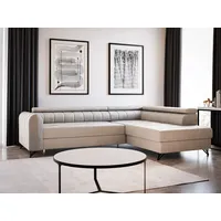 silape Ecksofa Alice mit Schlaffunktion und Bettkasten, Wohnlandschaft mit einstellbare Kopfstützen, Couch, Sofa, Bettsofa, Schlafsofa (Beige (Paros 02),... - Beige
