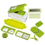 Genius Gemüseschneider Nicer Dicer Plus, Set 12-tlg. mit Messer 6x36 & 18x18 mm, kiwigrün, Selbstreinigungsfunktion grün