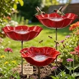3 Stuick Bienentränke Blume für den Garten, Metall Gartenstecker für Rasen, Garten Vogeltränke, 3-in-1 Gartenstecker für Rasen, Balkon & Gartenstecker