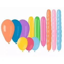 Satz von 25 bunten Luftballons verschiedener Art