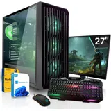 SYSTEMTREFF Gamer Komplett-Paket - Ryzen 7 5700X - Nvidia GeForce RTX 5060 8GB - 16GB DDR4 - 512GB NVMe - 27 Zoll Monitor - Windows 11 Pro - Deskto... - Schwarz