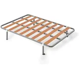 HOGAR24 ES | Basic Lattenrost | Latten aus Pappelholz | Stahlrohrgestell 30 x 30 mm | Inklusive 25-cm-Beinset mit Klemme | Maße: 120 x 200 cm