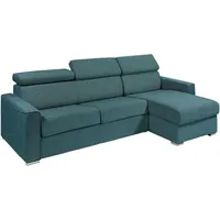 Ecksofa mit Matratze - Ecke wechselbar - Stoff - Blau - Liegefläche 160 cm - Matratze 14 cm - VIZIR