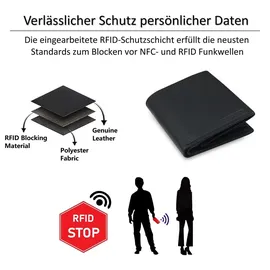 Frentree Leder Geldbörse Herren schwarz