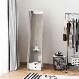 Homcom Standspiegel Weiß Glas, 43x156x37 cm Spiegel, Standspiegel