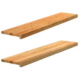 vidaXL Treppenstufen 2 STK. Hellbraun 120x30x2 cm Massivholz Eiche, Treppenstufe für Holztreppen, Treppenstufe Holz, Fenstersims, Treppenstufe Eiche