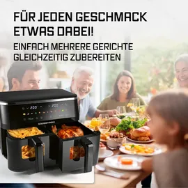 GOURMETmaxx Doppelkammer Heißluftfritteuse 2 x 4,5 l schwarz