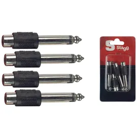 Stagg AC-PMCFH Adaptateur RCA Femelle/ JACK Mâle 6.35mm, Lot de 4 Pièces