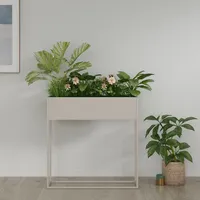 [en.casa] Blumenständer Joensuu 80x80x25cm Hellgrau
