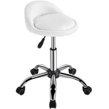 Yaheetech Rollstuhl, Bürostuhl mit Rädern, Drehstuhl mit niedrigem Rückenleisten, Arbeitsstuhl, höhenverstellbar, Sitzhöhe 46,5–61 cm, Weiß