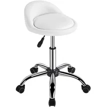 Yaheetech Rollstuhl, Bürostuhl mit Rädern, Drehstuhl mit niedrigem Rückenleisten, Arbeitsstuhl, höhenverstellbar, Sitzhöhe 46,5–61 cm, Weiß