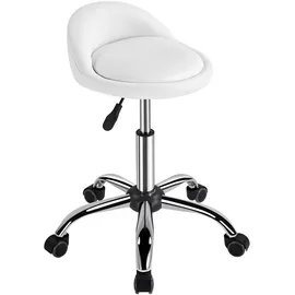 Yaheetech Rollstuhl, Bürostuhl mit Rädern, Drehstuhl mit niedrigem Rückenleisten, Arbeitsstuhl, höhenverstellbar, Sitzhöhe 46,5–61 cm, Weiß
