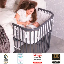 babybay Boxspring XXL Beistellbett schiefergrau lackiert