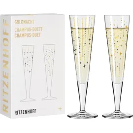 Ritzenhoff & Breker RITZENHOFF 6031008 Champagnerglas 200 ml - Serie Goldnacht - 2 Stück Sektglas mit Echt-Gold - Made in Germany