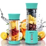 McMixer Smoothie Maker to Go - Tragbarer Mixer mit Dual - Power Motor - Wiederaufladbarer Smoothie Mixer to Go mit Akku - USB Mixer für Smoothies, Säfte und Babynahrung (Mint)