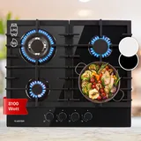 Klarstein Gasherd, Gaskochfeld 4 Flammig, Einbau-Gaskocher für Zuhause & Wohnmobil, Edelstahl Campingkocher, Gasherd für Propan- und Erdgas, Gas-Herdplatte mit Wok Brenner, Gas Kocher 8100 Watt