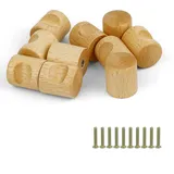 HJIAMA 10 Stück Schrankgriffe Holz, 24mm Möbelknöpfe Holz, Natürliche Buche Knöpfe für Schränke mit Schrauben, für Schränke, Schubladen, Vitrinen