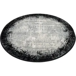 Teppich WK WOHNEN "BORDER", grau (dunkelgrau), H:8mm Ø:260cm, Viskose, Polyacryl, Teppiche, hochwertiger Viskoseanteil, samtweiche Oberfläche mit 3 D Effekt