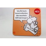 Sheepworld - 45462 - Untersetzer, Schaf, Was Du heute kannst entkorken, das verschiebe nicht auf morgen!, Kork, 9,5cm x 9,5cm