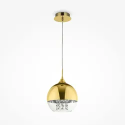 Licht-Erlebnisse Pendelleuchte JOY Gold Transparent Metall Glas Kristall LE116380
