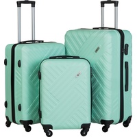 Xonic Design Reisekoffer - Hartschalen-Koffer mit 360° Leichtlauf-Rollen - hochwertiger Trolley mit Zahlenschloss in M-L-XL oder Set (Mintgrün, Set)