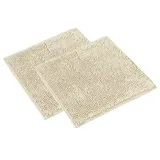 WohnDirect Badematten Set 2 teilig - Creme 45 x 45 cm - rutschfest & Waschbar - Badvorleger, Badezimmerteppich, WC Vorleger
