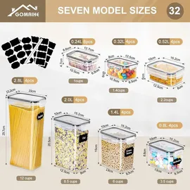 GoMaihe Vorratsdosen 32er Set Deckel Luftdicht Aufbewahrungsbox Küche Müsli