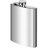 Intirilife Flachmann Schnapsfläschchen Getränkebehälter aus Edelstahl in Silber mit 250 ml Füllmenge - 9.3 x 2.2 x 13.9 cm - Zum Mitnehmen von Erfrischungen für Unterwegs