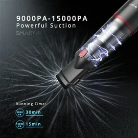 SMARTAI Handstaubsauger, 17000Pa Mini LED Kabelloser Akku Handsauger, 30 Minuten Dauer Leicht Akkusauger für Auto