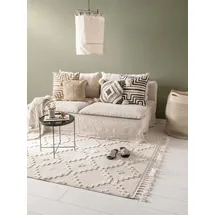 benuta TRENDS Kurzflor Teppich OYO Cream 200x290 cm - Moderner Teppich für Wohnzimmer