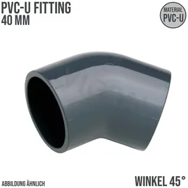 Plimat Winkel 45° Pvc-u 40 mm Klebemuffe 16 bar Grau - Mega