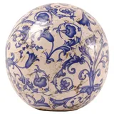 Esschert Design Aged Ceramic Dekokugel 12,7 x 12,7 x 12,5 cm Blau/Weiß