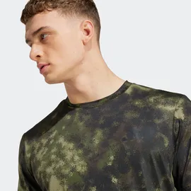 adidas Herren Shirt Train Essentials Seasonal Allover-Print, Größe L in Grün OLISTR