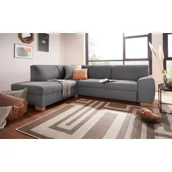 Ecksofa DOMO COLLECTION "Incanto kubische Formensprache, komfortabel, L-Form", grau, B:260cm H:81cm T:195cm, Sofas, wahlweise mit Bettfunktion