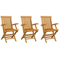 vidaXL Gartenstühle 3 Stk. Massivholz Teak