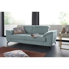 sit&more 2-Sitzer SIT & MORE "Percy", blau (aqua), B:197cm H:77cm T:112cm, Sofas, Clog, 12 cm Fußhöhe, Sitztiefenverstellung, wahlweise Kopfteilverstellung