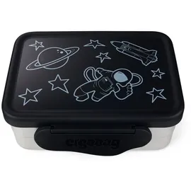 ergobag Edelstahl Brotdose mit Trennfach und Snack-Box, BPA-frei, Spülmaschinenfest Schwarz
