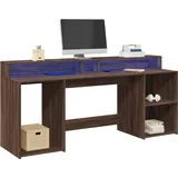 vidaXL LED-Schreibtisch Braun Eichen-Optik 200x55x91 Holzwerkstoff - Braun