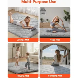 Vevor japanische Futon-Matratze (2032 x 1524 x 63,5 mm), faltbare Tatami (Queen Size), Bodenmatratze mit Aufbewahrungstasche & Befestigungsmaterial, 9-lagige Schlafmatte für Meditation Yoga, Grau