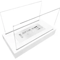 Selsey CERIN - Tischkamin / freistehender Biokamin aus Edelstahl und Glas mit TÜV-Zertifikat, rechteckig, 22 cm hoch (Weiß Struktur)