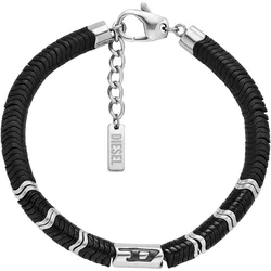 Armband DIESEL "Schmuck Geschenk Edelstahl Nylon D LOGO, DX1572931 DX1573931 DX1574931", schwarz (edelstahlfarben, schwarz, schwarz), Armbänder, Edelstahl-Nylon, Edelstahl, Nylon, mit Hämatit