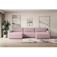 ALTDECOR Wohnlandschaft KLEEA-U, Couch mit Schlaffunktion, Wohnzimmer - Wohnlandschaft, Corner Sofa Bett Eckcouch Couch L-Form Schlafcouch Ausziehbar rosa