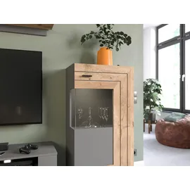 xonox.home Vitrine Freno 60 x 118 x 37 cm Grau/Schwarz
