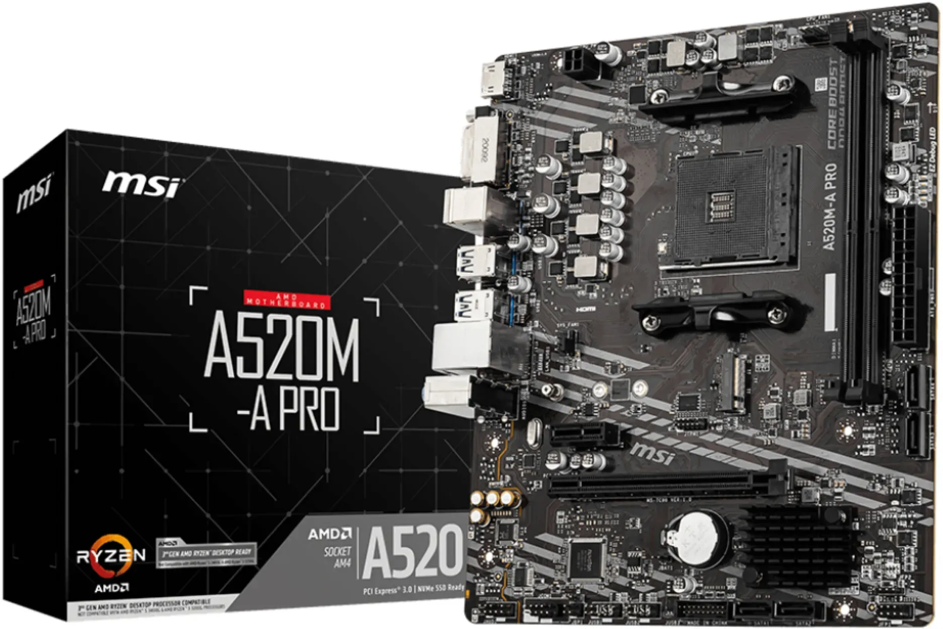 MSI A520M-A PRO Motherboard AMD A520 Sockel AM4 micro ATX