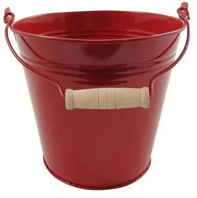 Eimer Zink D24H22cm Holzgriff rot