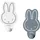 roba Wandhaken miffy 2er-Set mit Hasen Motiv - Garderobe & Deko fürs Baby & Kinderzimmer - Kleiderhaken für Kinder - Holz grau / weiß