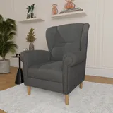 Home Affaire Ohrensessel »OSTIANO B/T/H: 80/82/98 cm, Sessel«, Einzelstück, dicke geschwungene Armlehnen, uni und kariert