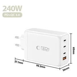 TECH-PROTECT NC240W-GaN 4-Port 240W Wandladegerät – Weiß