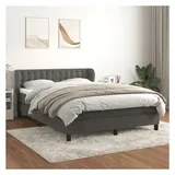 vidaXL Boxspringbett mit Matratze Dunkelgrau 140x200 cm Samt