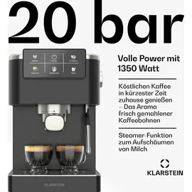 Klarstein SteelPresso Touch Siebträgermaschine Schwarz